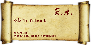 Réh Albert névjegykártya